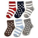 FOOTPRINTS Super Soft Organic Cotton Baby Unisex Kids Ankle Length Socks- Pack Of 6 | Stripes And Stars (12-24 Months), Multicolour