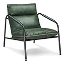 VASAGLE EKHO Collection-Accent Chair, Metal Framed Armchair, Synthetic Leather with Stitching, Mid-Century Modern, for Living, Bedroom, Reading Room, Lounge, Forest Green ULAC014C01