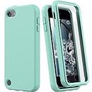 iPod Touch 7 Case, iPod Touch 6 Case, Shockproof Silicone Case [with Built in Screen Protector] Full Body Heavy Duty Rugged Defender Cover for Apple iPod Touch 7th/6th/5th Generation (Mint Green)