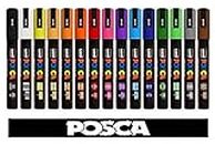 POSCA Uni-Ball evidenziatore Uni PC-5M Tempera 15 Colori Assortiti Professional Set.