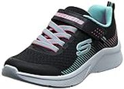 Skechers Kids Girls' MICROSPEC Sneaker, Black/Aqua, 6 Medium US Toddler