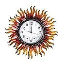 HOBYLUBY 13'' Sun Outdoor Clock, Outdoor Wall Clock with Thermometer and Hygrometer Combo, Outside Clock for Patio, Living Room, Kitchen, Garden