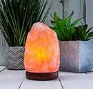 Malowal 7 Inch Himalayan Rock Salt Lamp With Wooden Base And An Extra Bulb For Positive Energy, Vastu , Fengshui , Healing , Peace , Harmony , Purification (Natural 15 To 2 Kg, Pack of 1)