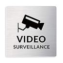 Petaccom Letrero Camara Vigilancia 10x10cm - Aluminio, Video Surveillance Sign, Placa de Puerta, Superficie Adhesiva Fuerte en la Parte Posterior