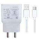 Fast Quick Type C Charger for Sony Xperia XA2 , Sony Xperia XA 2 Charger Original Mobile Charger Wall Charger, Android Smartphone Charger Certified Heavey Duty Charger Hi Speed Fast Charging Travel Charger With 1.2 Meter Type-C USB Charging Data Cable 1R4| (2.4 Ampere, VVO, WHITE)