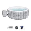Bestway SaluSpa Fiji AirJet Large Round 2 to 4 Person Inflatable Hot Tub Portable Outdoor Spa with 120 AirJets and EnergySense Cover, Grey