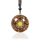 Day Day Up Orgonite Pendant Tiger Eye Necklace Sri Yantra Necklace Sacred Geometry Energy Healing Yoga Jewelry (Style 1)