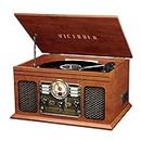 Victrola Nostalgic 7-in-1 Bluetooth Record Player & Multimedia Center with Built-in Speakers - 3-Speed Turntable, CD & Cassette Player, AM/FM Radio | Wireless Music Streaming | Mahogany