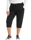 Just My Size Women's Plus-SizeFrench Terry Capri with Pockets Black