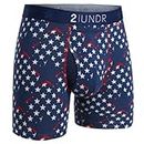 2UNDR Men's Swing Shift 6" Boxer Brief Underwear (Star Crossed, Medium)
