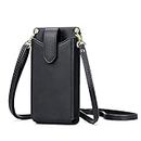 Peacocktion Small Crossbody Cell Phone Purse for Women, Lightweight Mini Shoulder Bag Wallet with Credit Card Slots, A-black Z002
