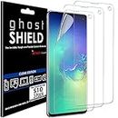 TECHGEAR [Pack of 3] Screen Protectors fit Samsung Galaxy S10 [ghostSHIELD Edition] Reinforced TPU film Screen Protector Guard Covers [FULL Screen Coverage] Curved Screen Area (NOT for S10e, S10+)