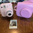 Fuji Instax Mini 8 Fujifilm Instant Film Camera Bundle Pink Case & Partial Film