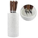 Universal Freedom Knife Storage Stand, Multi-Functional Knife Block Holder, PP Resin Round Knife Holder, Unique Design Slot to Protect Blades Detachable for Easy Cleaning (White Snowflake Dots)