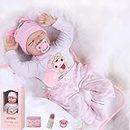 ZIYIUI Reborn Baby Doll 22 Inches 55 cm That Looks Real Life Baby Doll Soft Silicone Vinyl Open Eyes Reborn Toddler Girls Gift Set for Ages 3+