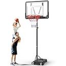 Basketballkorb Outdoor Kinder Basketball ständer: 150-210 cm Höhenverstellbar Basketballständer mit 80x60 cm bruchsichere Rückwand, Vergrößerter Basis und Rollen für Kinder/Jugendliche