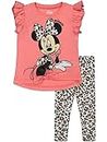Disney Minnie Mouse Toddler Girls Short-Sleeve Top and Leggings Set Dark Pink 3T