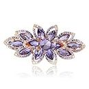 Sankuwen Floral Rhinestone Hairpin Luxury Crystal Flower Hair Barrette Clip (Purple)