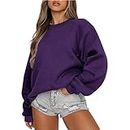 SHOPESSA Fall Clothes for Women 2023 Baggy Crewneck Sweatshirt Women Womens Sweatshirt Sweatshirts for Teen Girls, Purple Cute Country Concert Outfits, Medium