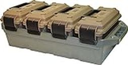MTM AC4C 4- can Ammo Crate, Convenient size, Stackable, easy carry and transport of 30 caliber ammo, Rugged tactical carrying crate, USA Made, Brown