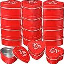 Hushee Valentine Heart Shaped Candle Tins with Lid, Mini Heart Empty Candle Tins, Novelty Metal Tins Candle Making Containers for Candles, Arts and Crafts, Storage Kitchen and Office (Red,12 Pcs)