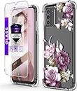 DagoRoo for Nokia G310 5G Case with Tempered Glass Screen Protector, Crystal Clear Flower Pattern Slim Flexible TPU Reinforced Corners Shock-Absorption Case Cover for Nokia G310 5G- Purple