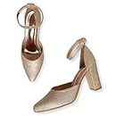Marc Loire Women's Glittery & Shimmery Stiletto Heel Pump Shoes for Party & Occasions (Gold, Numeric_7)