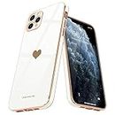Teageo for iPhone 11 Pro Max Case for Girl Women Cute Love-Heart Luxury Bling Soft Back Cover Raised Full Camera Protection Bumper Silicone Shockproof Phone Case for iPhone 11 Pro Max, White