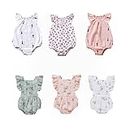 Yihaojia Newborn Baby Girl Clothes Summer Infant Sweeet&Cute Fly Sleeveless Cartoon Print Bodysuit Soft Romper