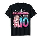 10 Jahre altes Mädchen Kawaii Geschenke Anime Girl 10. Geburtstag Kinder T-Shirt