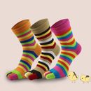 Women Men Breathable Colorful Striped Five Finger Toe Socks Cotton Winter Warm