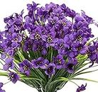 Ancokig Fiori artificiali di viola per esterni, resistenti ai raggi UV, confezione da 6 pezzi,per piante da appendere, per interni, esterni, finestre, verande, decorazione per la casa (Purple)