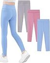 Domee Girls Yoga Leggings Sports Dance Pants Pack of 3 Maroon + Light Blue + Gray 11-12 Years (Manufacturer Size 160)