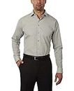 Kenneth Cole Men's Dress Shirt Regular Fit Checks and Stripes (Patterned), Ash Green, 14"-14.5" Neck 32"-33" Sleeve