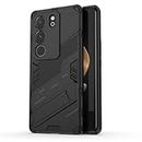 SEAHAI Case for VIVO V29 5G, Ultra-thin Protective Silicone TPU Shockproof Hybrid Hard PC Back Phone Cover, with Foldable Hidden Form Bracket - Black
