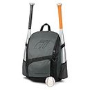 Tonesport Youth Baseball Bag - Backpack for Baseball, Softball, Tball - Bat Bag for Youth Players - Iron Grey