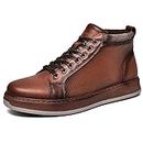 Arkbird Herren Casual Oxford Sneaker Boot Echtes Leder Upper Mid-Top Fashion Design Walking Stiefeletten Schuh für Männer Botas Casuales Para Hombres, Gelb Braun-p(551), 45 EU