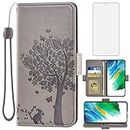Asuwish Compatible with Samsung Galaxy S21 FE Gaxaly S 21 FE Wallet Case Gray