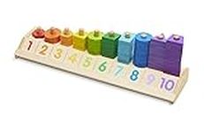 Melissa & Doug Apiladora de formas para contar (juguete educativo de madera con 55 piezas de formas y 10 fichas de números) , color/modelo surtido