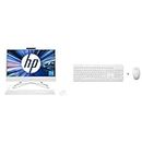 HP All-in-One PC Intel Pentium J5040 21.5-inch(54.6 cm) FHD, White 230 Wireless White Keyboard and Mouse Combo 1600 DPI (3L1F0AA)