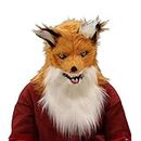 NOEARR Realistic Mouth Mover Fox Mask for Halloween Party Costume Plush Moving Mouth ​Fursuit Head Animal Mask Adult