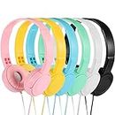 6 Pcs Multi Color Kids Headphones with Microphone 3.5mm Jack Stereo Headphones Adjustable Wired On Ear Headphones for School Classroom Students Children Girls Boys Teens Adults Cellphones Computer