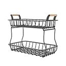 FOREVERIE Metal Wire Two Tier Home and Kitchen Storage & Organisation Rack, Stackable Snack Table Organiser Rack, Detachable Bathroom Organiser Basket, Black