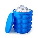 Aoutrow Ice Cube Mold, Silicone Ice Bucket Ice Cup with Lid (2 in 1), Press Type Easy-Release Ice Trays Ice Cube Maker for Frozen Cocktail, Whiskey, Beverages