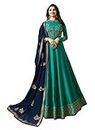 IYALAFAB® Women's Silk Semi Stitched Anarkali Salwar Suit (Gown's new salwar suit_SCSF20133 Turquoise Free Size)
