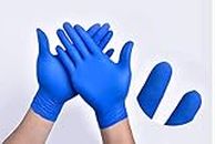 The Basic Nitrile Exam Gloves - Medical Grade, Powder Free, Latex Rubber Free, Disposable, Non Sterile, Food Safe, Textured, Blue Color, Convenient Dispenser Pack of 100 (M) Size M