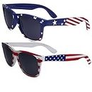 2 Pairs Bulk American Sunglasses USA Flag Classic Patriot