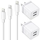 iPhone Charger [MFi Certified], ARCCRA 3FT 6FT 10FT iPhone Charger Cord Long Charging Cable + 2 X Dual USB Wall Charger Block Plug Adapter Cube for iPhone 13/12 Pro Max/11/XS/XR/X/8/7/6 Plus/SE, iPad