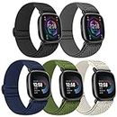 Tiptops 5 Pack Straps Compatible for Fitbit Versa 4/Fitbit Sense 2 Straps/Fitbit Versa 3/Fitbit Sense Bands Men Women, Adjustable Comfortable Loop Nylon Sports Replacement Stretchy Bands