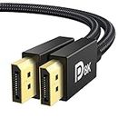 IVANKY 8K DisplayPort Cable 1.4, VESA Certified DP Cable 6.6ft (8K@60Hz, 4K@144Hz, 2K@240Hz)HBR3 Support 32.4Gbps, HDR, HDCP 2.2, FreeSync G-Sync, Braided Display Port for Gaming Monitor, Graphics, PC